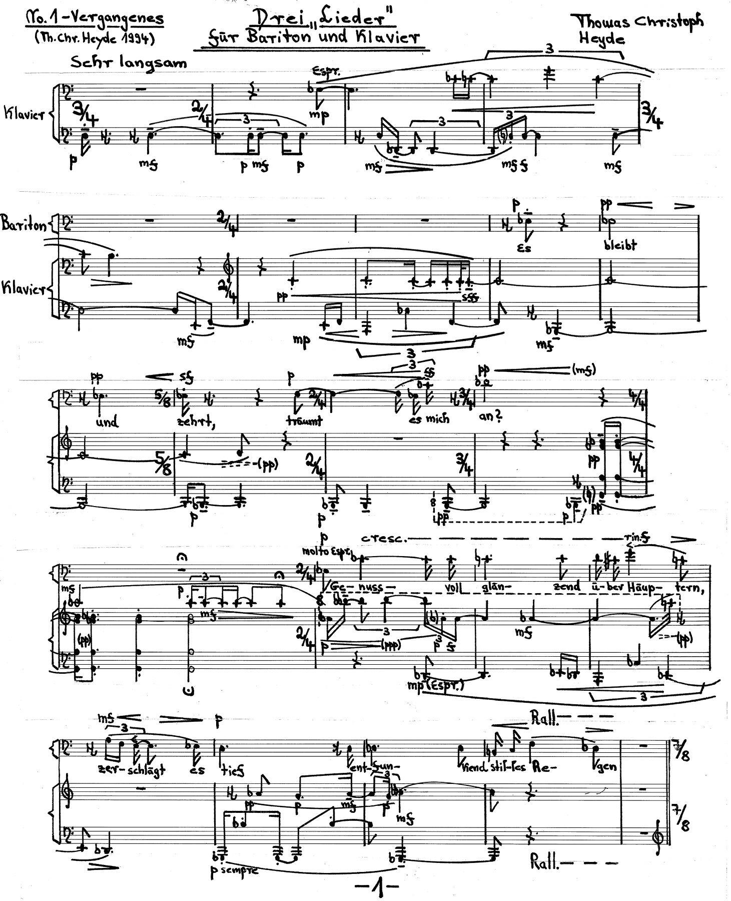 Vorschaubild der Komposition »Drei "Lieder" für Bariton und Klavier« von Thomas Christoph Heyde