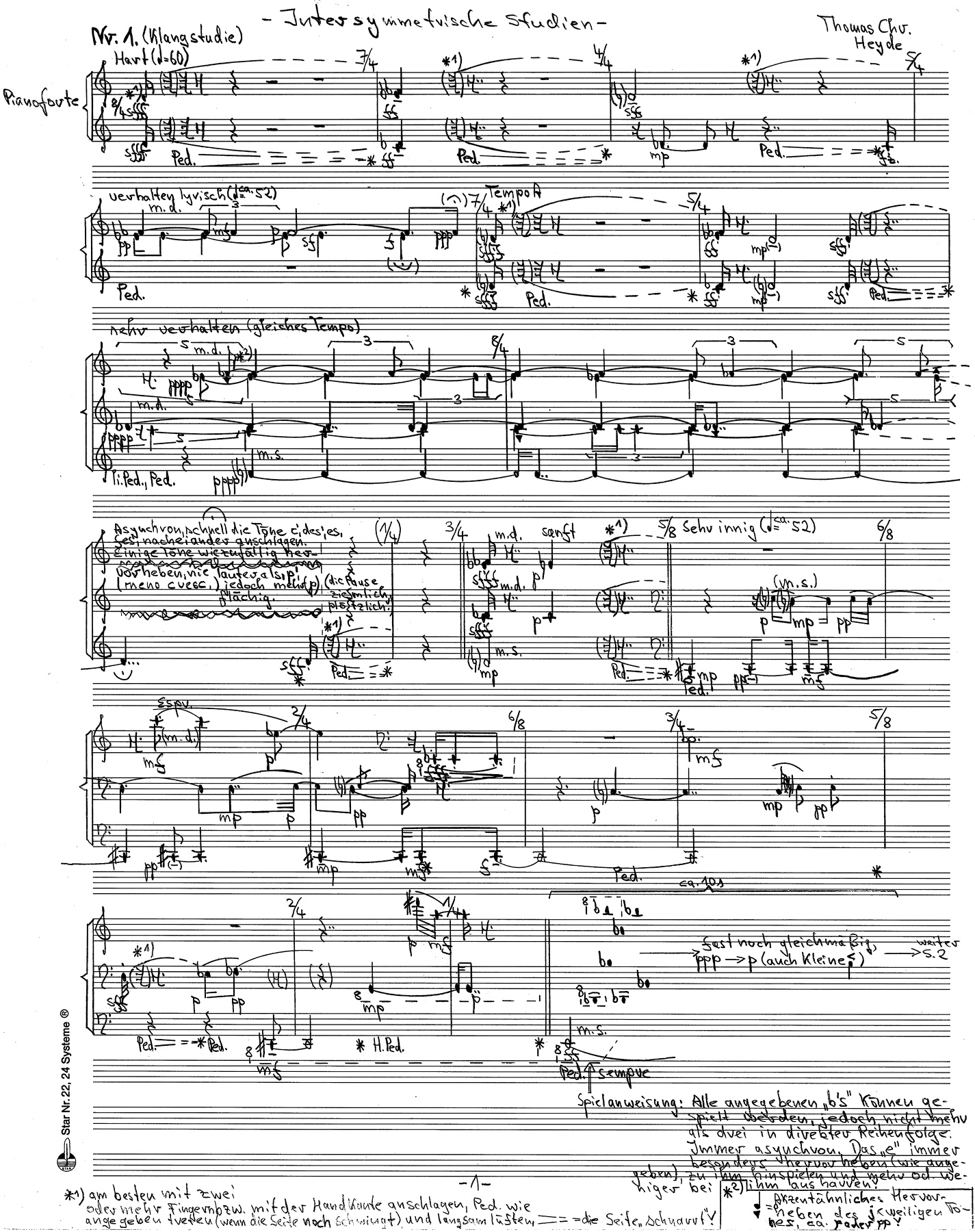 Vorschaubild der Komposition »Intersymmetrische Studien für Klavier solo« von Thomas Christoph Heyde