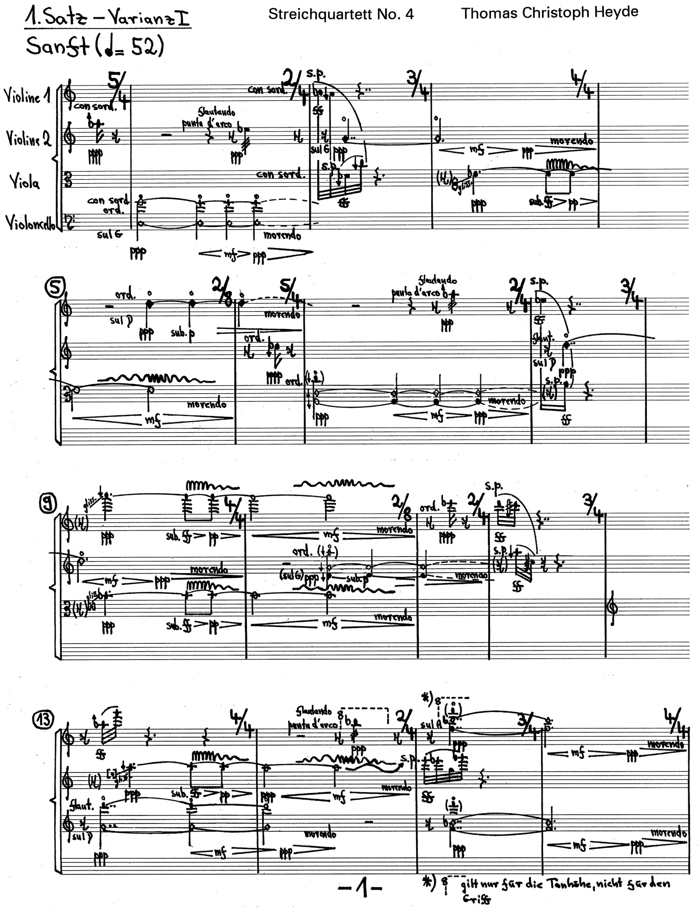 Vorschaubild der Komposition »Streichquartett No. IV« von Thomas Christoph Heyde